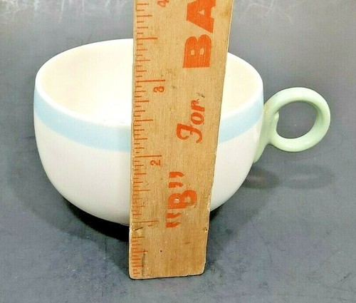 Homer Laughlin Eggshell Swing Organdy Blue Band Green Handle Teacup - Picture 6 of 6