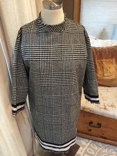 ASOS Black White Mod Houndstooth Shift Dress US 8 Excellent