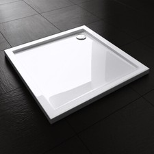 Bathroom Wetroom Shower Tray Acrylic Solid Walk in Square 40mm Slimline 900mm
