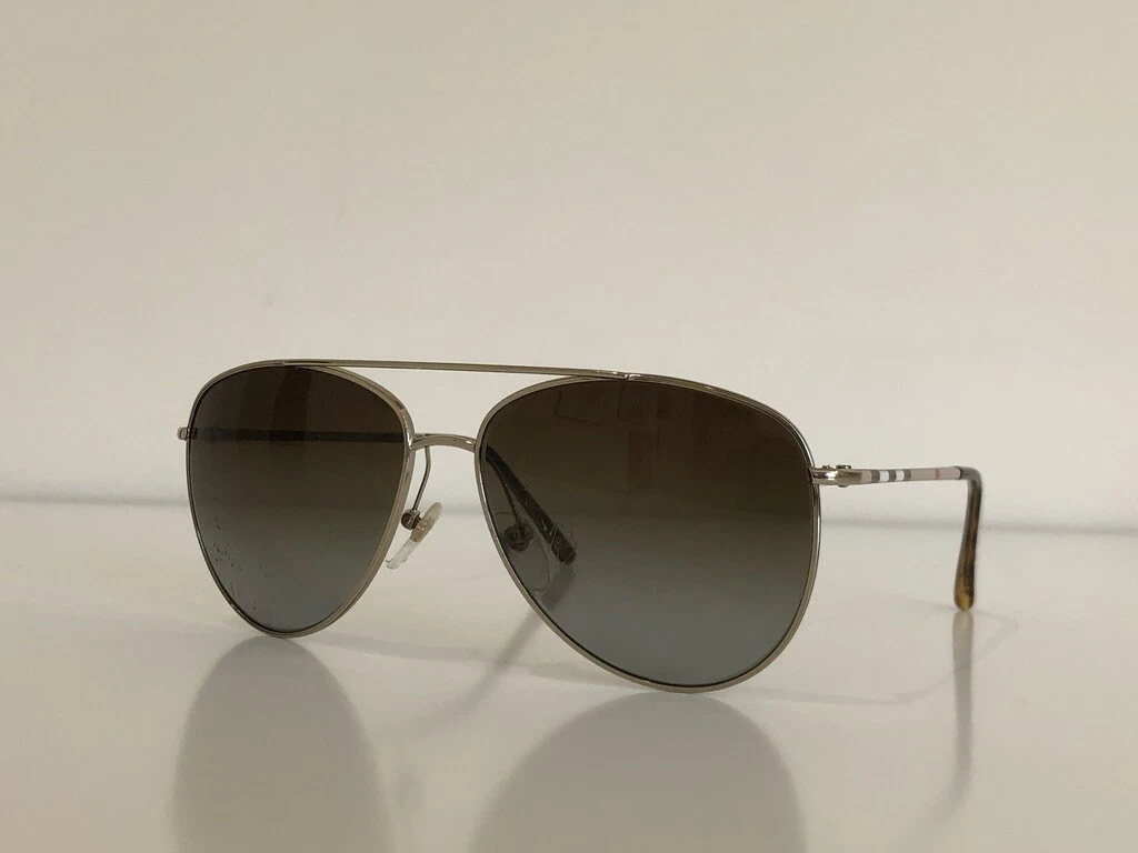 Burberry check cheap arm aviator sunglasses