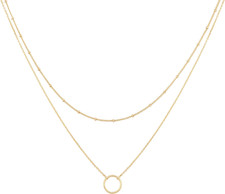 Layered Heart Necklace for Women, 18K Gold Plated Dainty Choker  Bar Pendant