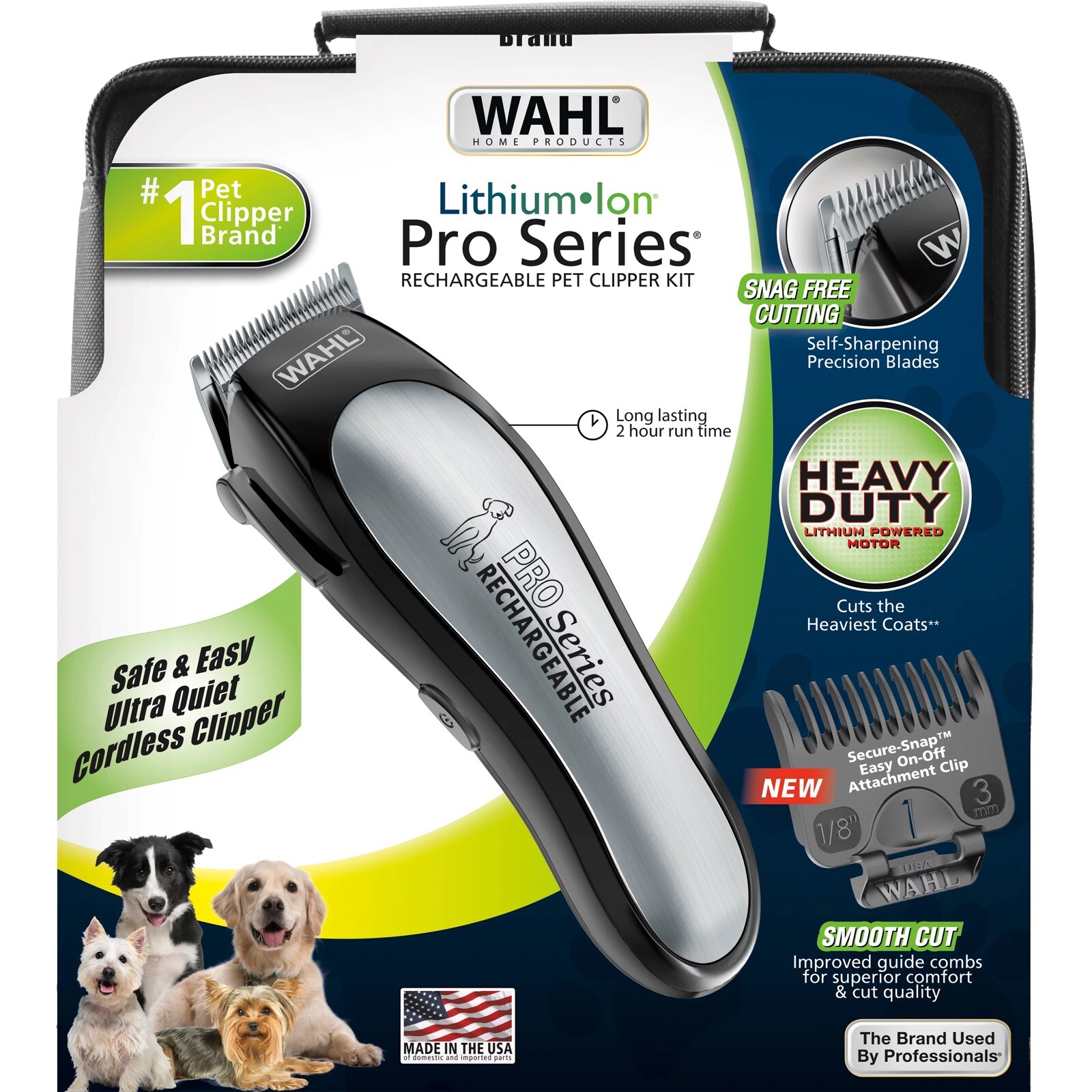 Wahl Lithium Ion Pro Series Rechargeable Cordless Haircut Dog Pet Clippers Kit