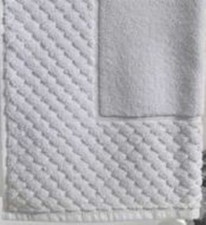 POPCORN BORDER HOTEL WHITE LARGE BATH MATS EGYPTIAN COTTON 900GSM SIZE 50x90cm