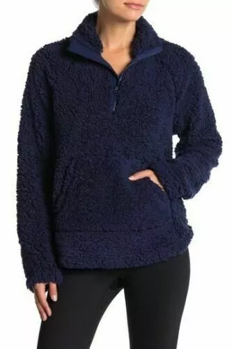 Z By Zella Free Style Pullover Faux Shearling Half Zip Stand Up