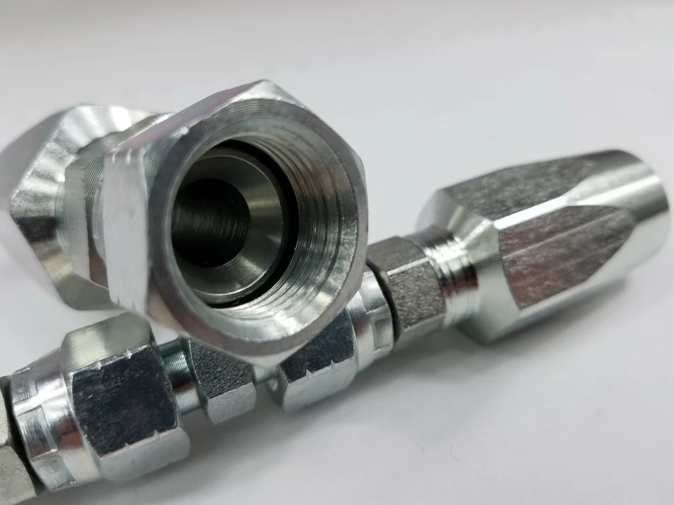 2 kits de reparación de mangueras hidráulicas - 3/8 ID manguera de 2 hilos accesorio de reparación de campo reutilizable Foto 3 de 4