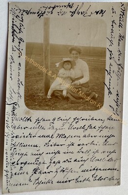 orig. Photo postcard child baby 1912 mother Jesberg Schwalm Eder Kreis