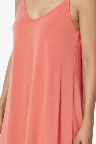 TheMogan Women's Scoop V Neck Stretch Draped Jersey Flared Camisole Tunic Top - Picture 91 of 302