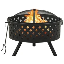 NNEVL Fire Pit with Poker 68 cm XXL Steel