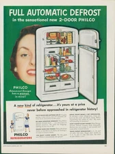 1951 Philco Refrigerator Auto Defrost Design With Woman In Mind Vtg Print Ad BH1