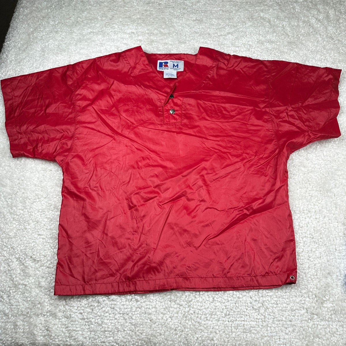 Russell Athletic Jacket Mens Medium Red Windbreaker Shirt Wicking Short  Sleeve