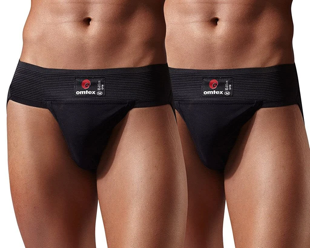 Buy Omtex Mens Athletic Gym Supporters Jockstraps Black (Pack of 2) online