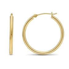 14K Real Solid Gold 1" Large Round Creole Hoop Earrings Lightweight Large Hoops