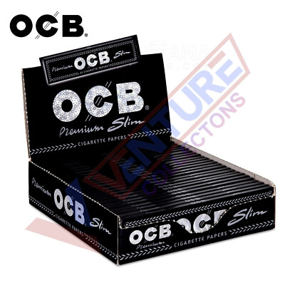 OCB Premium Black King Size Slim Rolling Papers 24 Booklet (32 Paper Each)