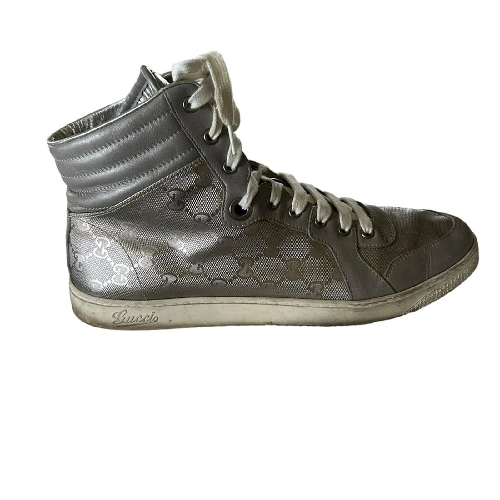 Baskets montantes homme Gucci Imprime monogramme argentées UNE CHAUSSURE DROITE SEULEMENT 10