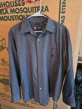 Gray Chaps Dress Shirt, Easy Care, Large, 60% Cotton, 40% Polyester