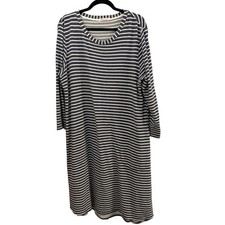 Fresh Produce Black & White Striped Cotton Dress Long Sleeve L/XL Made in USA