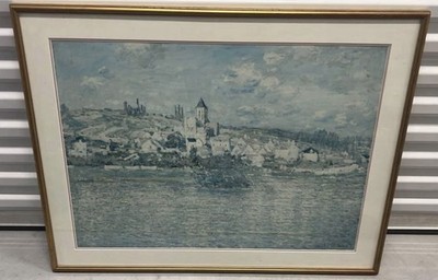 Framed Claude Monet's impressionist painting, ''Vetheuil'' Reprint- Signed