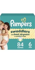 Pampers Swaddlers Size 6 Disposable Baby Diapers 84 Ct Soft Absorbent