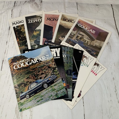 LOT of 11 Vintage Mercury Dealer Sales Brochures from 1978 to 1991