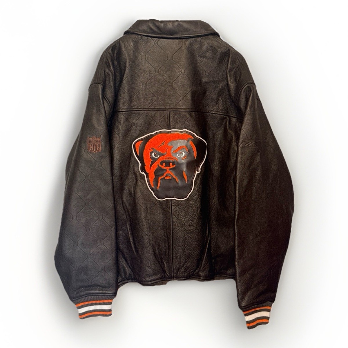 Cleveland Browns Reebok ジャケット XL Vintage Reebok Cleveland Browns Leather Bomber Jacket XL NFL