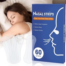 Portable 60 Ct Nasal Strips - Enhances Breathing for Sleep  Active Lifestyles