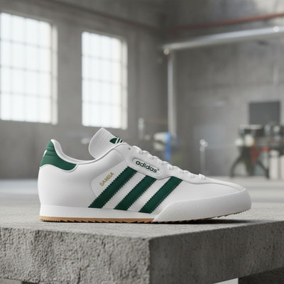 Herren Adidas Super Samba weiß Größen 7 - 12 Originals Leder brandneu mit Etikett