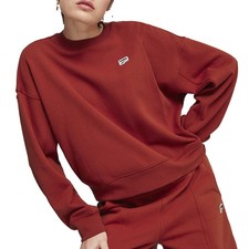 PUMA Downtown Re:Collection Oversized Crew Neck Sweatshirt Womens Red 62678563