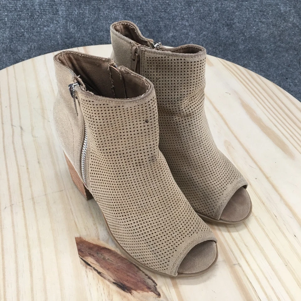 Call It Spring Boots Womens 6 Metaponto Zip Peep Toe Heels Ankle Bootie Brown - Image 3 of 4