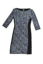 Lauren Ralph Lauren Dress 6 Women Blue Black White Geometric Abstract Sheath 3/4