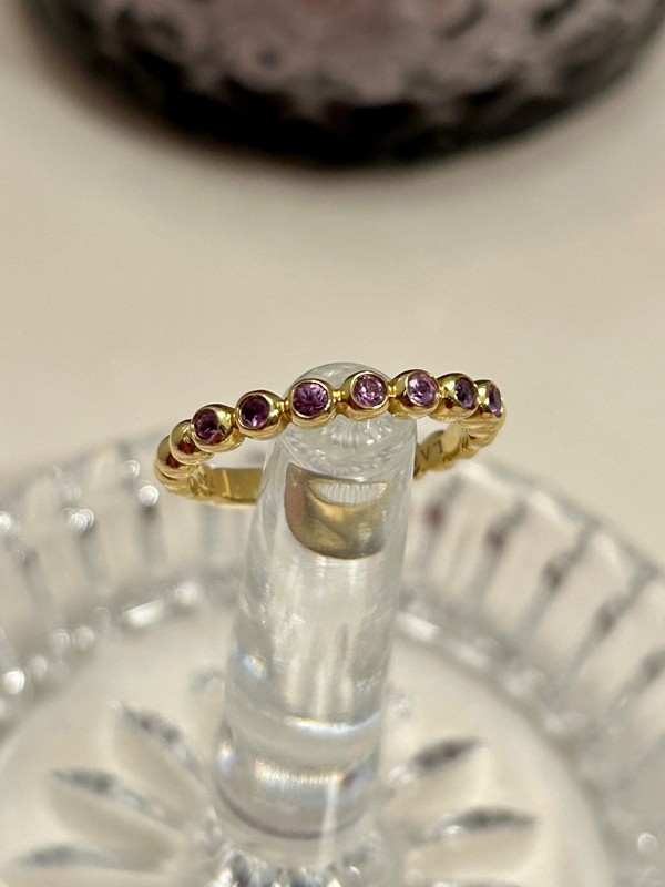 Lagos Covet Caviar Purple Sapphire Band Stacking Ring 18 K Gold