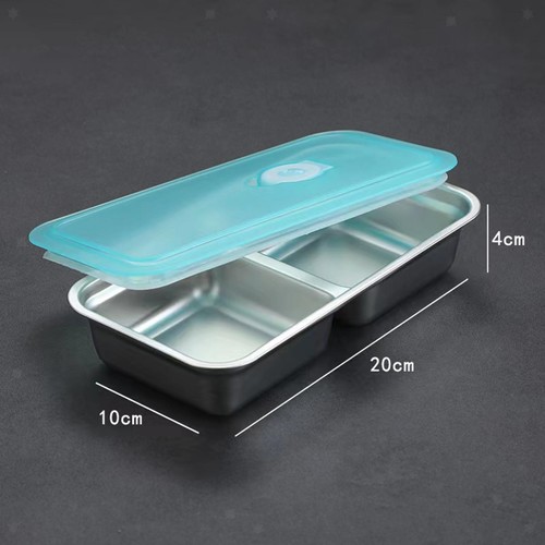 4 contenitori per snack in acciaio inossidabile, doppio scomparto, bento box per - Foto 5 di 6