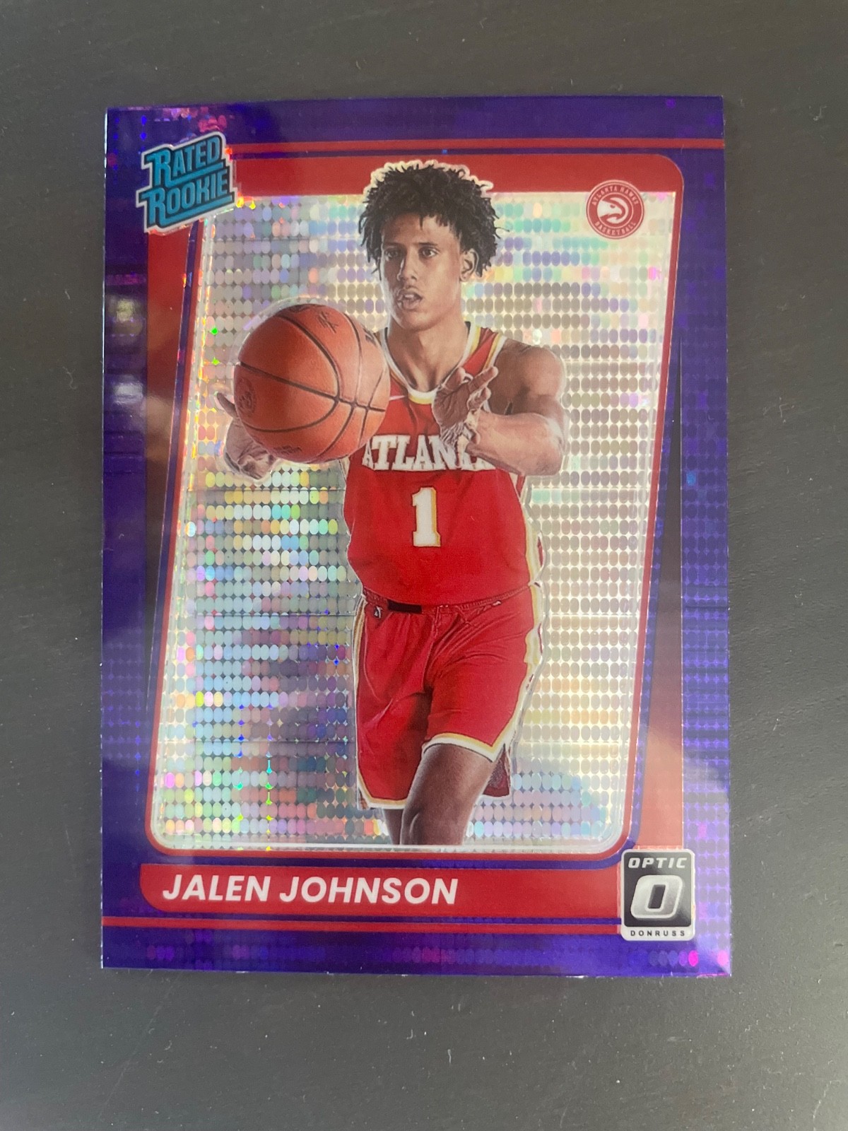 2021-22 Panini Donruss Optic Purple Pulsar Jalen Johnson RC #181 Atlanta Hawks