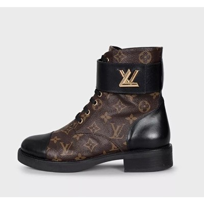 Louis Vuitton Monogram Canvas Leather Ankle Boots 38.5