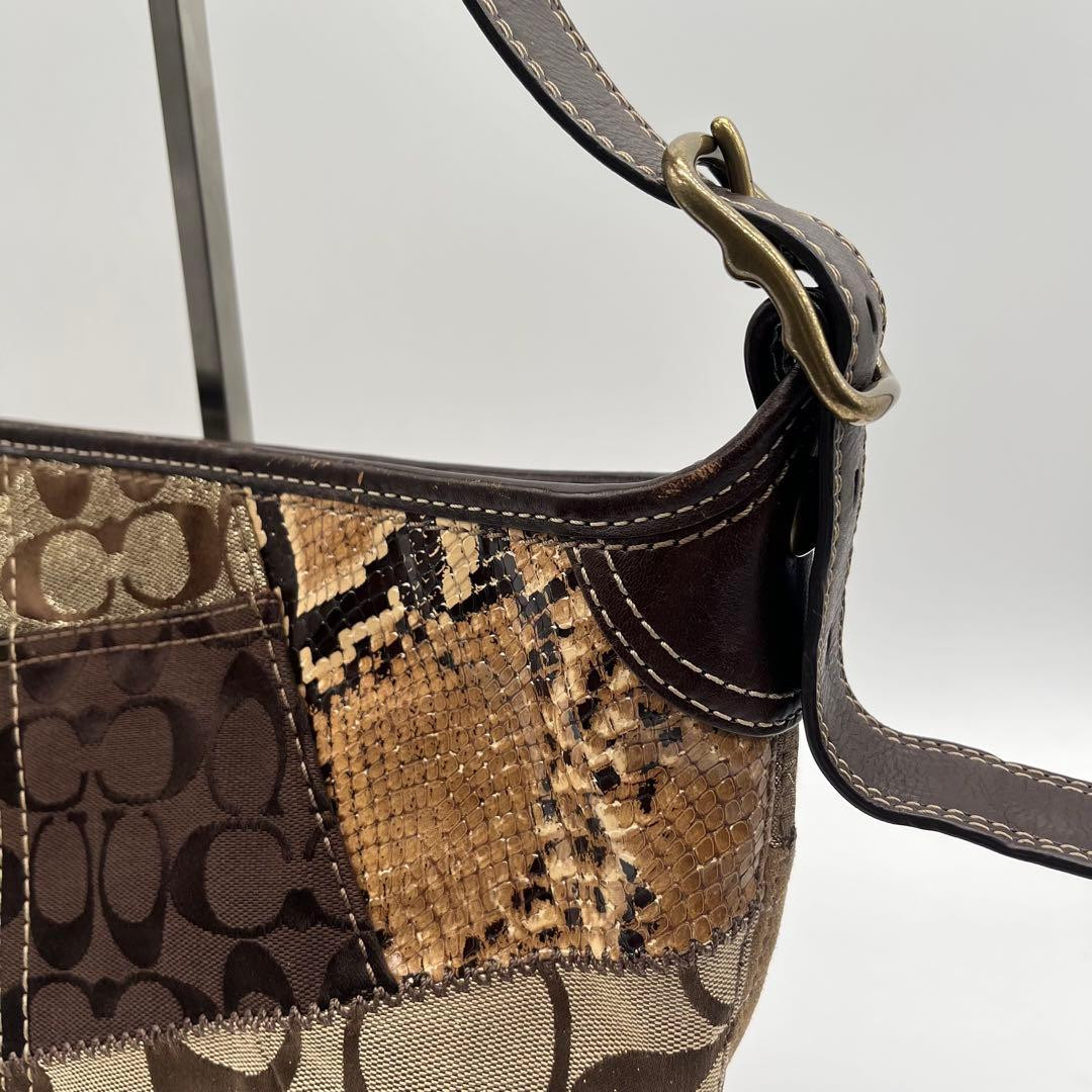 Coach Patchwork 2Way Shoulder Handbag Leather Sue… - image 12