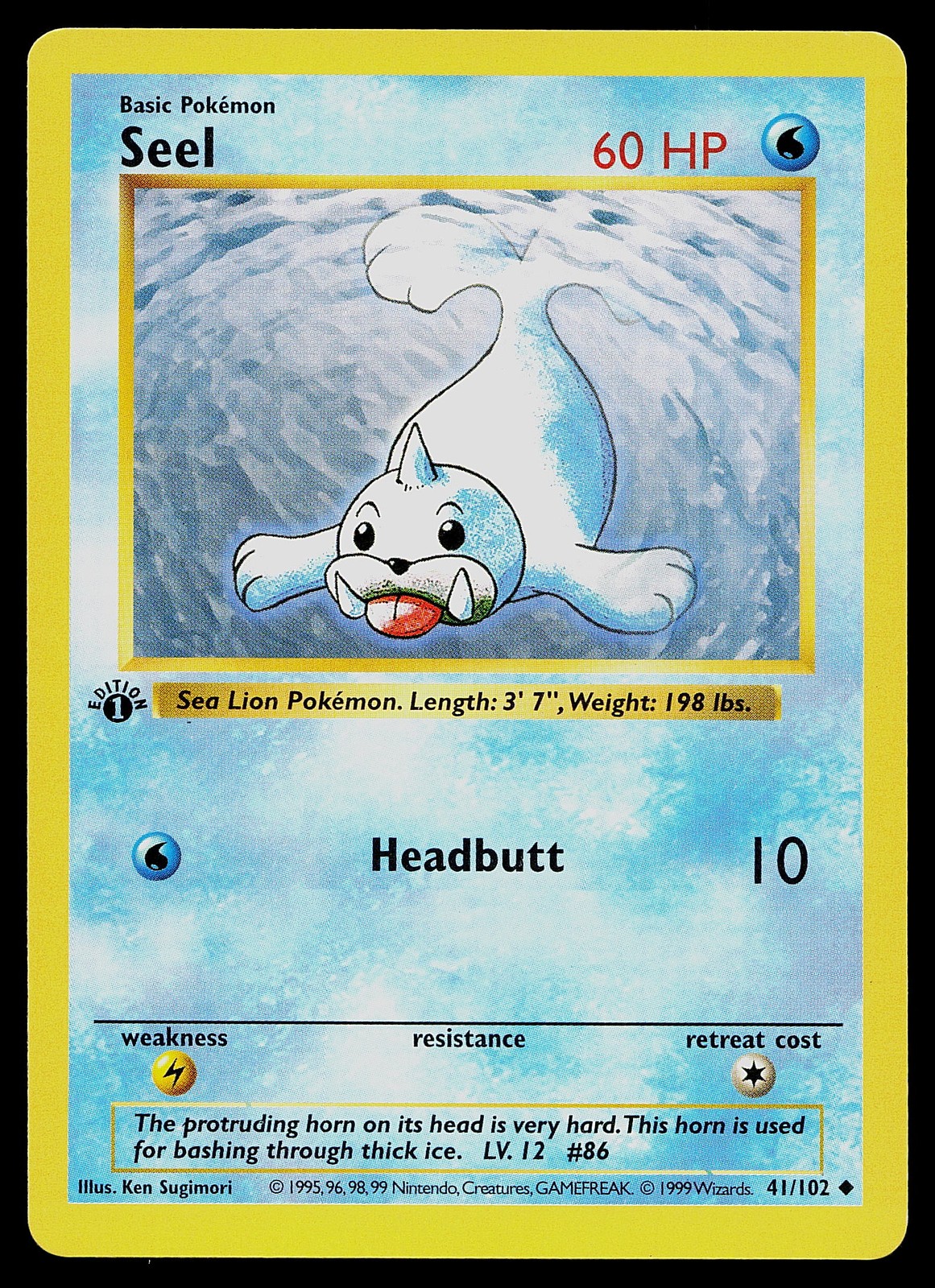 Pokemon Card - Seel 1st Edition Base Set Shadowless 41/102