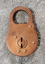 VINTAGE SAFE 6 LEVERS BRASS PADLOCK LOCK 