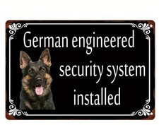 German Engineered Security System Tin 8x12 Metal Wall Animal Dog Sign Shepard