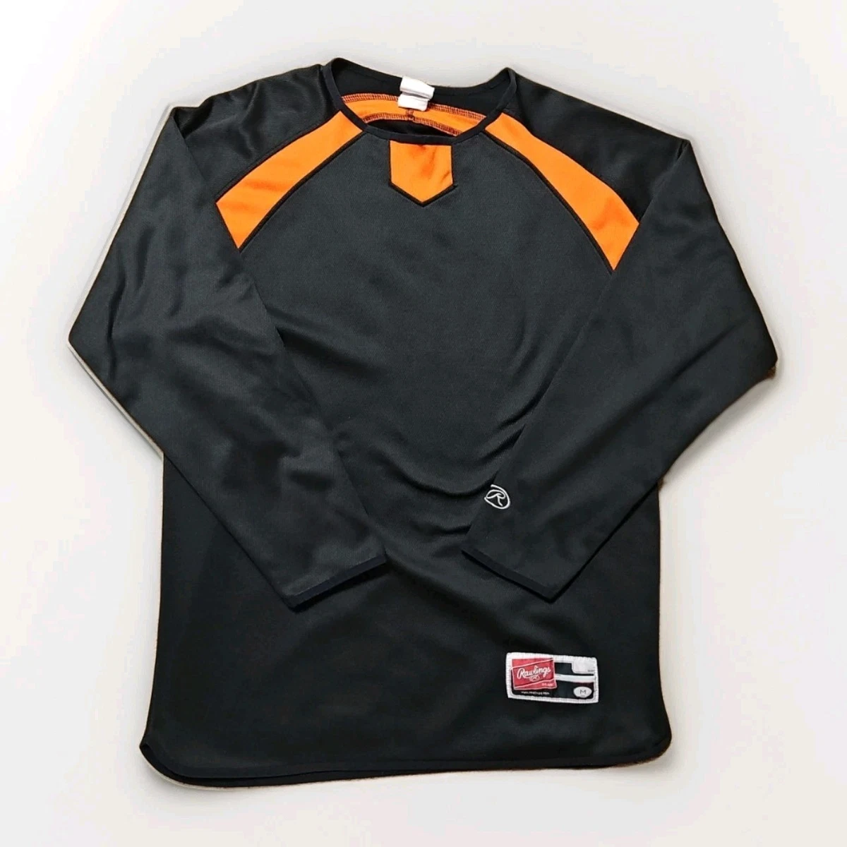 Pull De Baseball Homme Rawlings – Taille M, Noir, Col V, Manches Longues, Poches Jersey