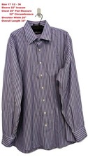Men's Dress Shirt Kirkland Signature Striped Purple/Blue/White Size 17.5 / 36