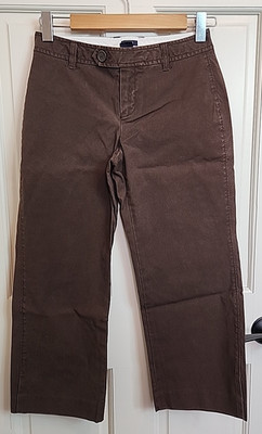 Gap Brown Chino Curvy Cropped Pants Junior Size 1 27x23 Stretch Pockets 80-36627