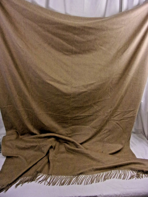 SOFIA CASHMERE  Tan / Sand Trim Scarf Shawl Huge 52'' X 60'' Fringe Gorgeous VGC