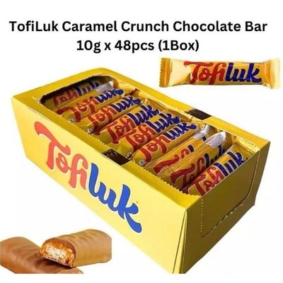 Tofiluk Caramel Crunch Chocolate (Coklat) - Box of 48single-biscuit chocolate ba