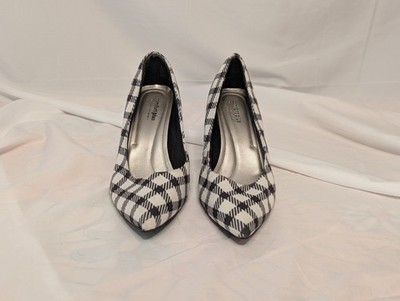 Comfort Plus Predictions Stiletto Houndstooth Heels Black White Pumps Work Sz9W