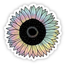 Pastel Tie Dye Sunflower Print Vinyl Sticker