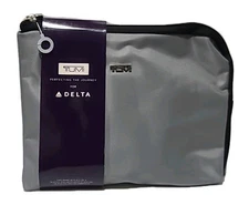 NEW Delta One TUMI Silver Gray *Sealed* Amenity Toiletry Kit Soft Case Bag Pouch
