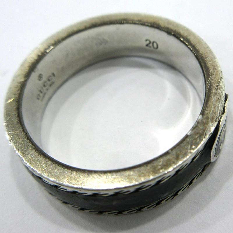 GUCCI Enamel Interlocking G Silver Ring 645573/J8… - image 11