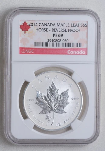 2014 Canada Silver $5 Maple Leaf Horse Privy NGC Reverse SP 69 Coin /050