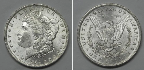 X7541 1884-O Morgan Dollar, Choice BU