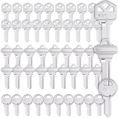 50Pcs Key Blanks Assortment, Uncut Key Blanks KW1 SC1 M1 Blank Keys for Home ...