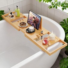 Bathtub Tray,Bath Tray for Tub,Bath Tub Wood,Bath Caddy Natural Bamboo